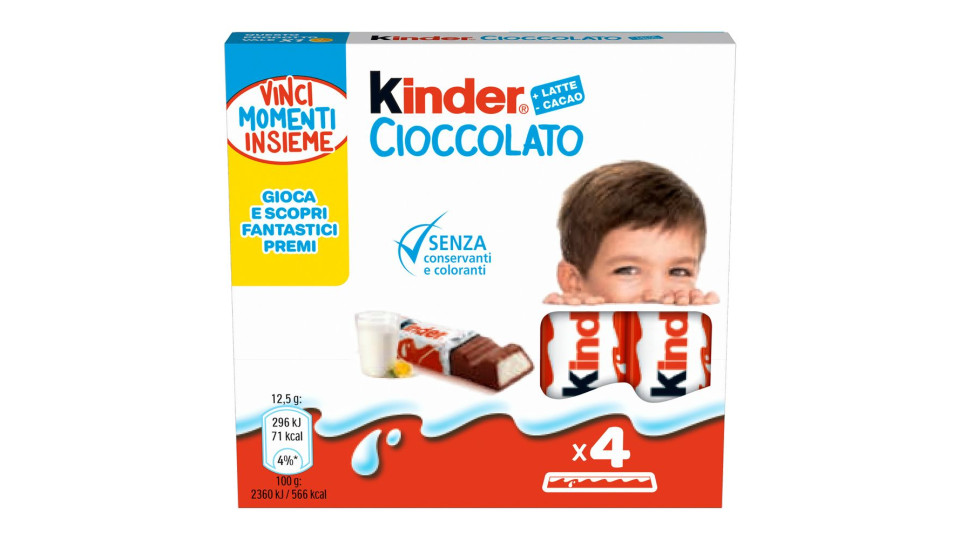 Kinder Cioccolato 4 pezzi gr.