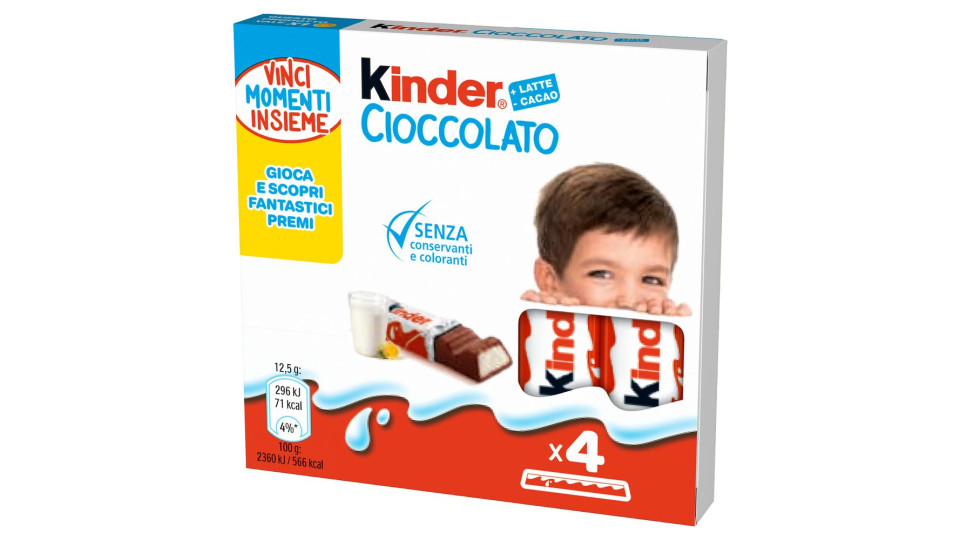 Kinder Cioccolato 4 pezzi gr.