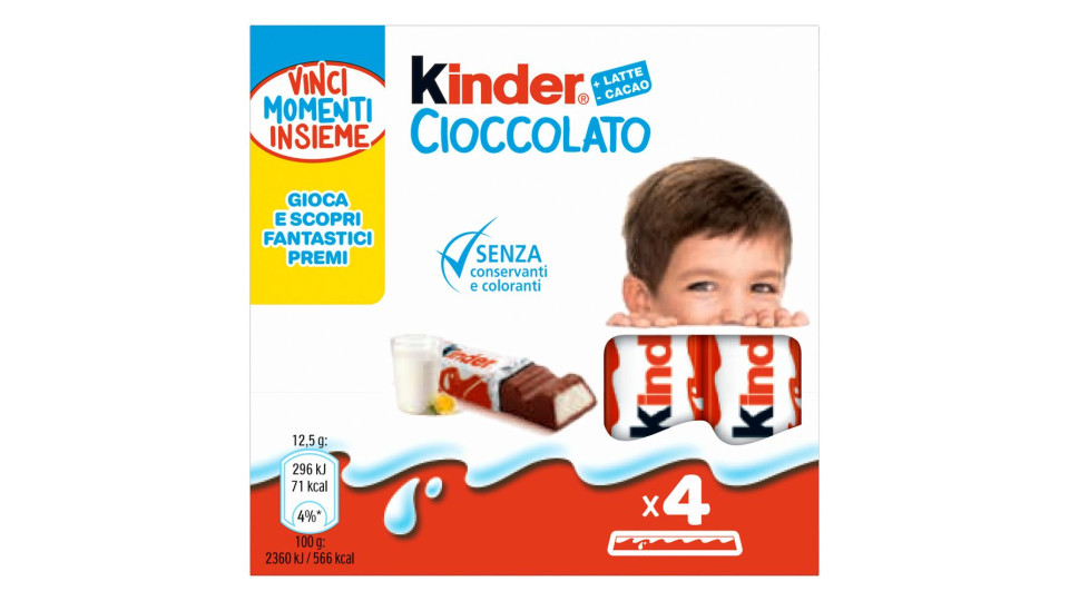 Kinder Cioccolato 4 pezzi gr.