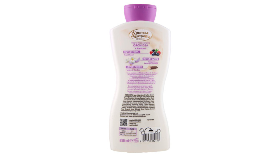 Spuma di Sciampagna Benessere Rigenerante Bagnodoccia Crema Ametista e Orchidea