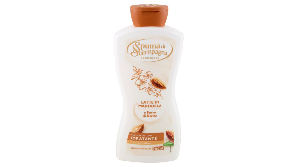 Spuma di Sciampagna Benessere Idratante Bagnodoccia Crema Latte di Mandorla e Burro di Karité
