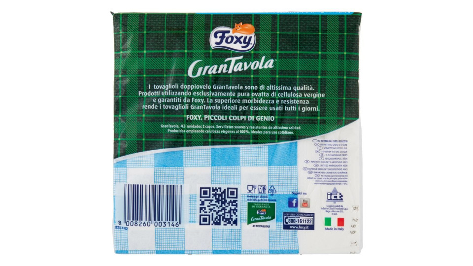 Foxy, GranTavola Scozzesi tovaglioli doppiovelo