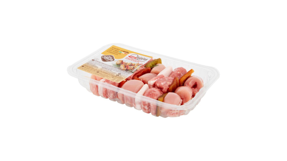 Spiedini di Pollo Italiano con Salsiccia e Peperoni 0,480 Kg
