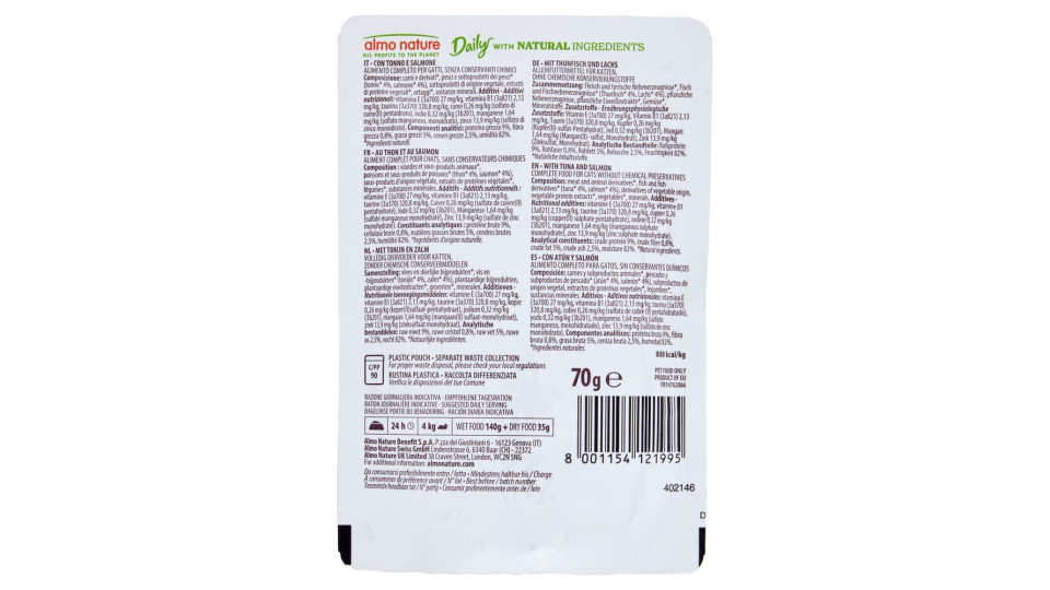 Almo nature Daily menu con tonno e salmone