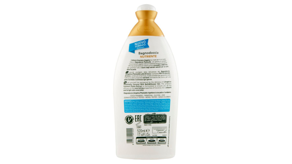 L'Angelica Phyto Latte Bagnodoccia Latte di Cocco Nutriente 520 ml