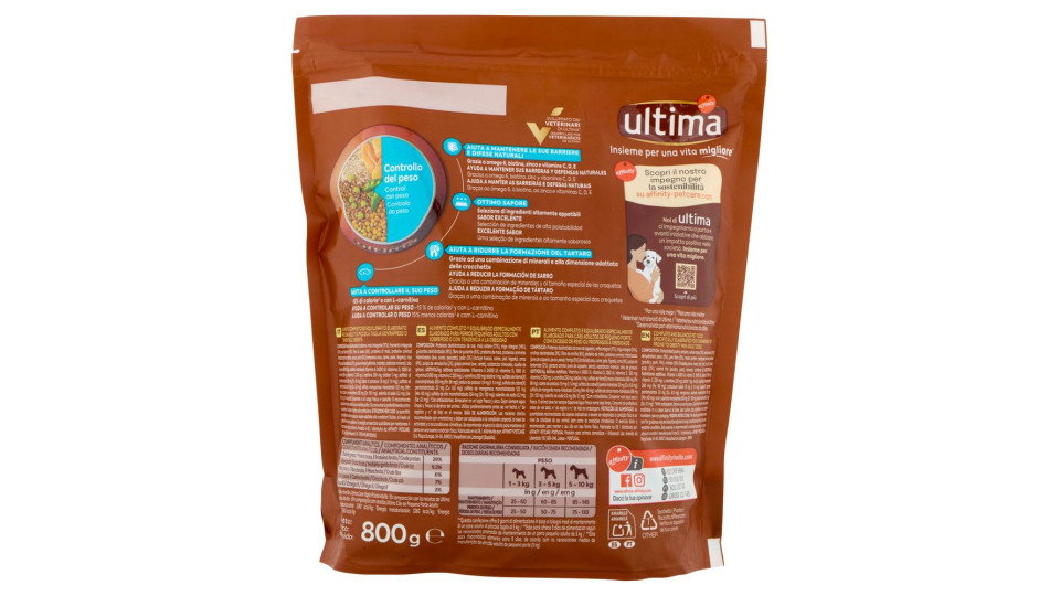 ultima Dog Taglia Piccola <10kg Light con Pollo 800 g