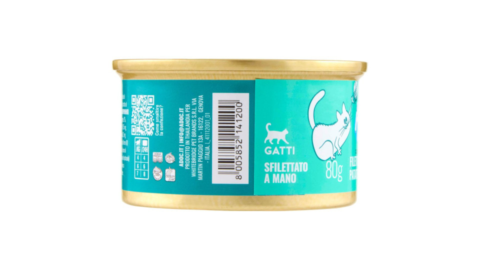 ADoC Complete For Cats Filetti di Tonnetto con Patate Dolci e Salmone in Brodo 80 g