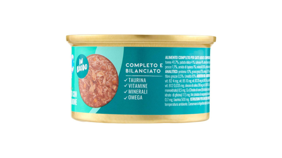 ADoC Complete For Cats Filetti di Tonnetto con Patate Dolci e Salmone in Brodo 80 g
