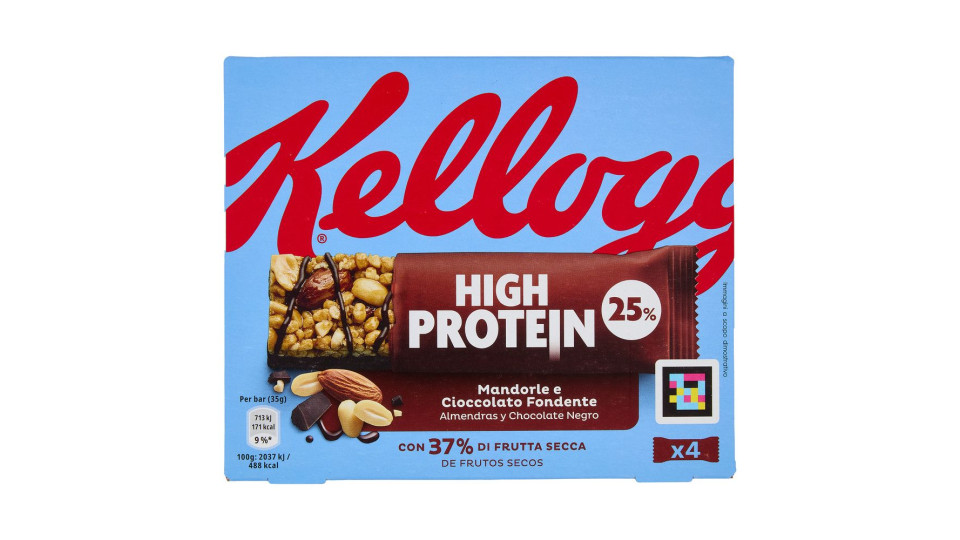 Kellogg's High Protein 25% Mandorle e Cioccolato Fondente 4 x 35 g