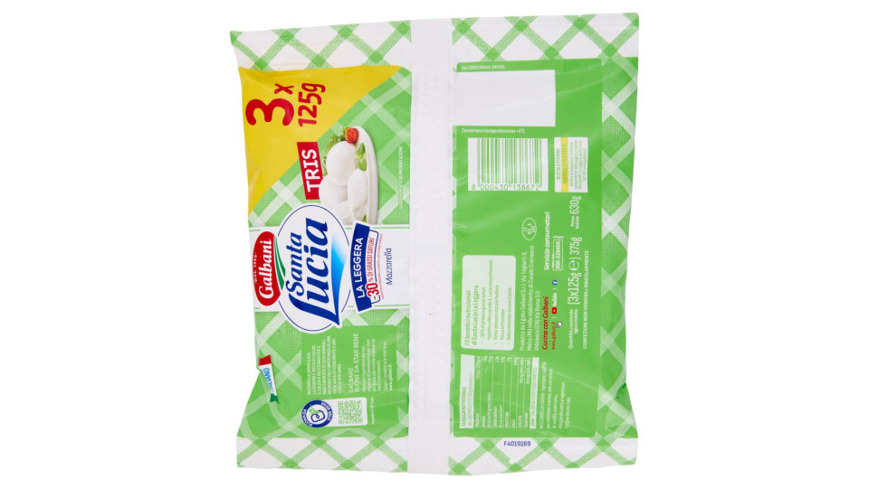 Galbani Santa Lucia la Leggera Mozzarella Tris 3 x 125 g