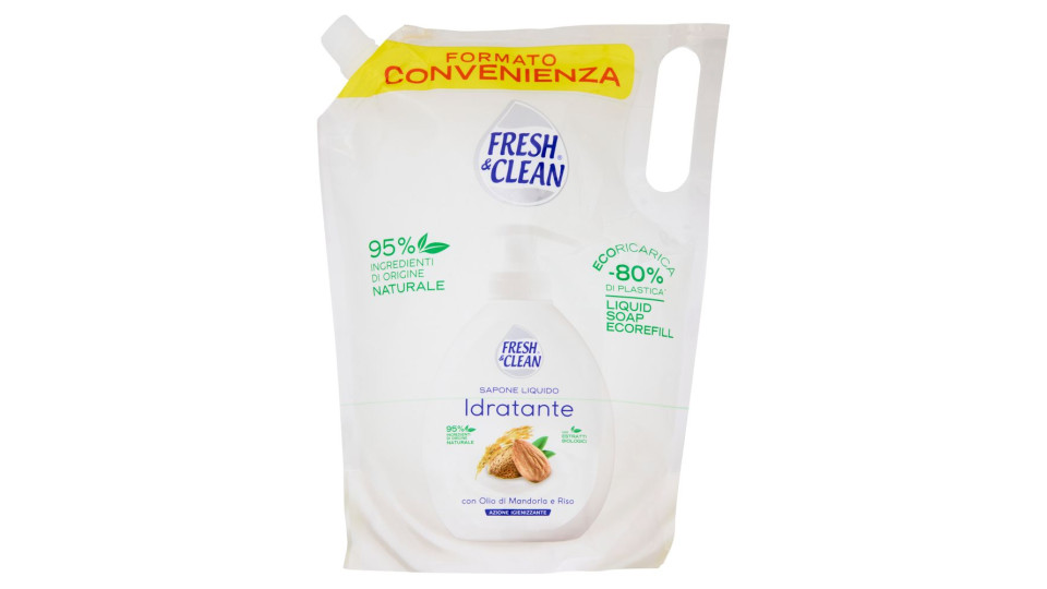 Fresh & Clean Sapone Liquido Idratante con Olio di Mandorla e Riso Ecoricarica 1000 ml