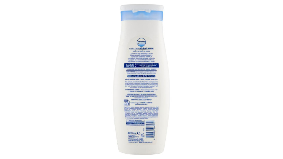 Leocrema Crema Corpo Idratante Aloe Vera e Acido Ialuronico 400 ml