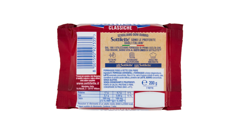 Sottilette Classiche Formaggio Fuso A Fette - 400g