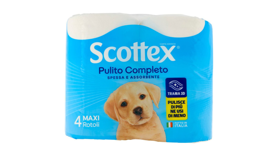 Scottex Pulito Completo Carta Igienica, 4 Rotoli Maxi