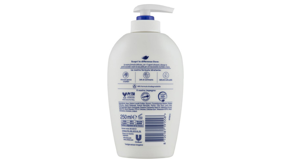 Dove Sapone Detergente Idratante Nutrimento Profondo 250 Ml