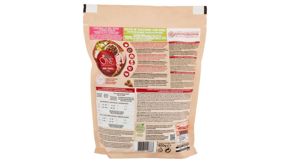 Purina, cane One Mini <10 kg Controllo del peso crocchette con tacchino e riso