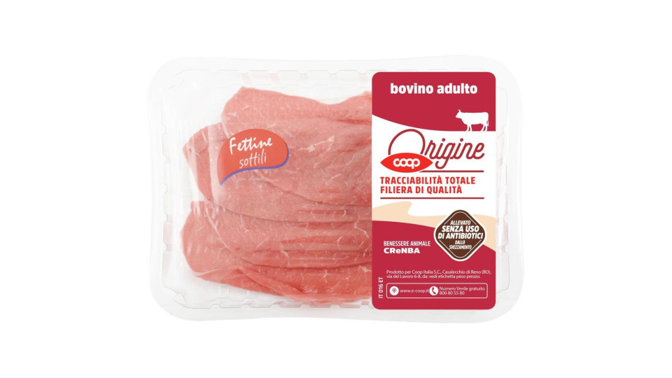 Fettine Sottili di Vitellone, Bovino Adulto 250 g Ca