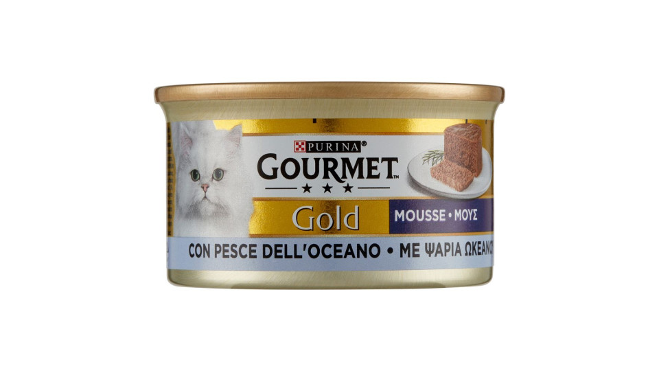 Purina, gatto Gourmet Gold Mousse con pesce dell'oceano lattina