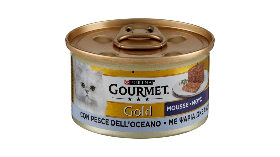 Purina, gatto Gourmet Gold Mousse con pesce dell'oceano lattina