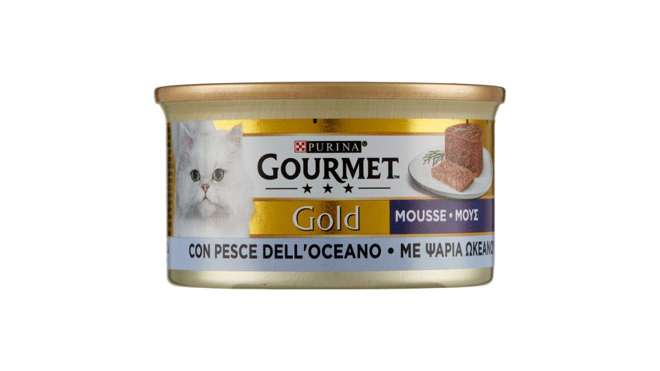 Purina, gatto Gourmet Gold Mousse con pesce dell'oceano lattina