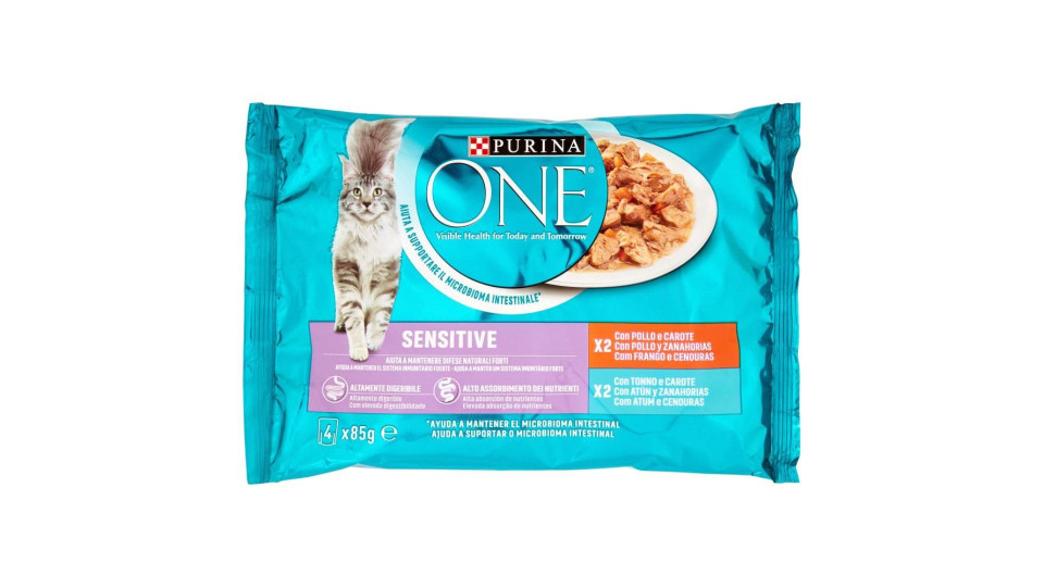 Purina, gatto One Single Serve Sensitive pollo e tonno