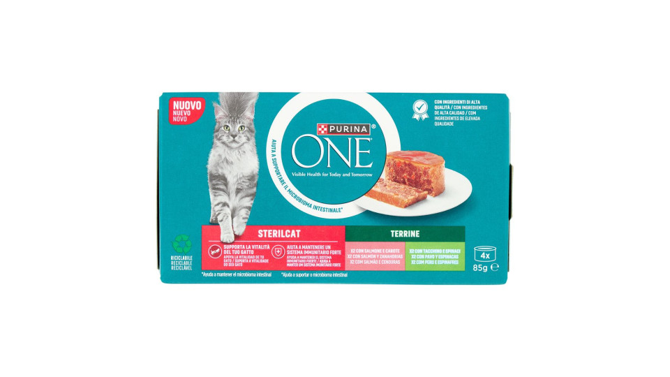 Purina, gatto One Sterilcat filettini in salsa con salmone e carote - tacchino e fagiolini
