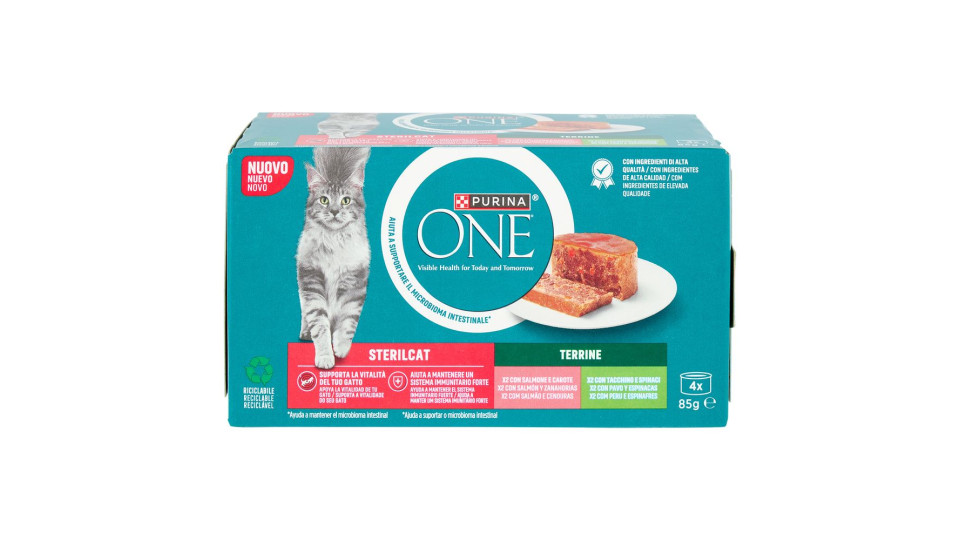 Purina, gatto One Sterilcat filettini in salsa con salmone e carote - tacchino e fagiolini