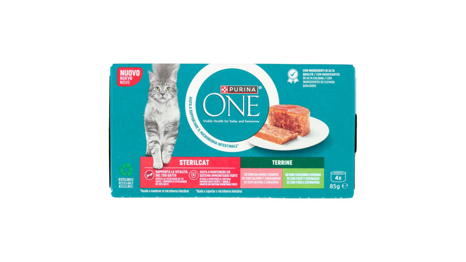 Purina, gatto One Sterilcat filettini in salsa con salmone e carote - tacchino e fagiolini