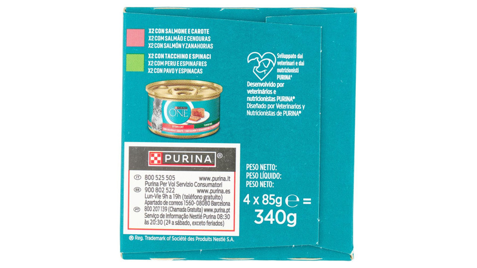 Purina, gatto One Sterilcat filettini in salsa con salmone e carote - tacchino e fagiolini