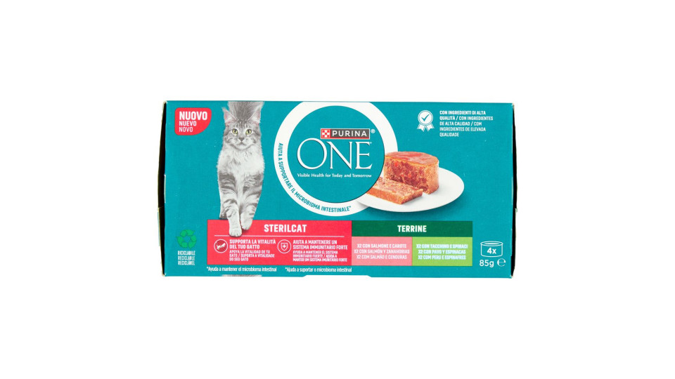 Purina, gatto One Sterilcat filettini in salsa con salmone e carote - tacchino e fagiolini