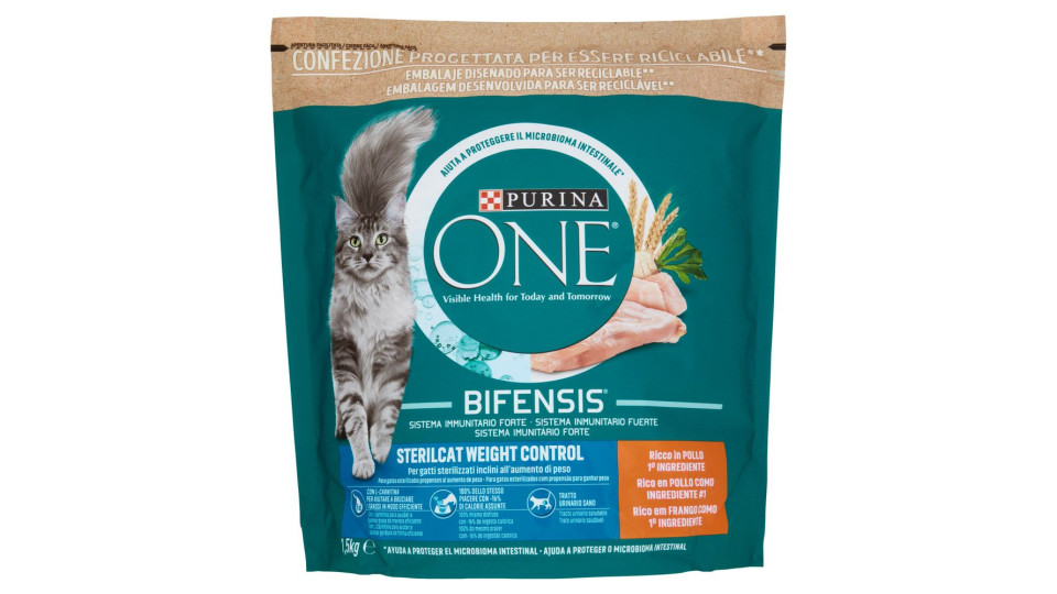 Purina, gatto One Bifensis crocchette Adult Ricco pollo e cereali integrali