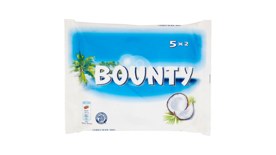 Bounty, snack al cioccolato con ripieno di cocco