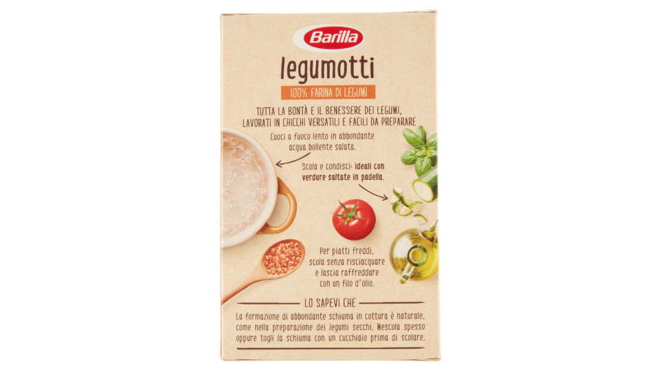 Barilla, Legumotti 100% farina di legumi lenticchie rosse e ceci lavorati in chicchi