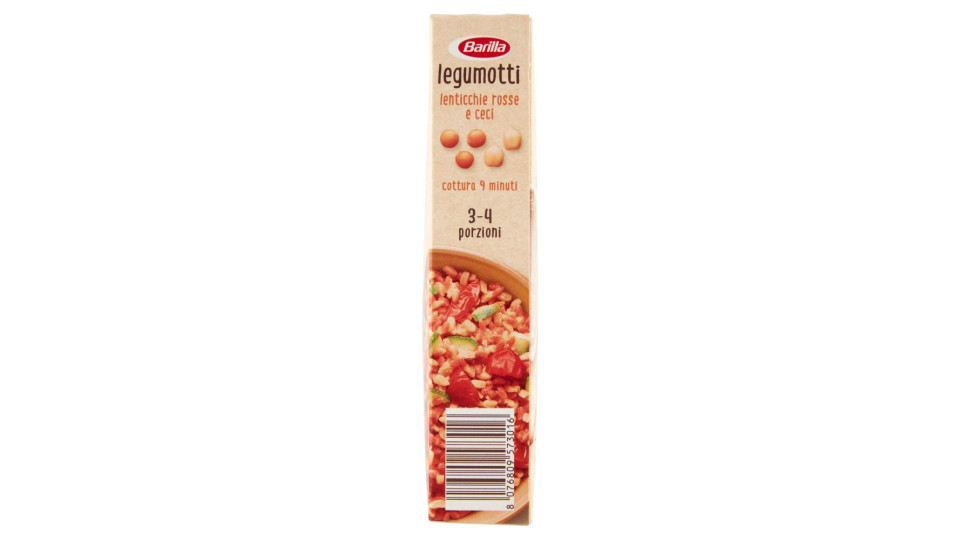 Barilla, Legumotti 100% farina di legumi lenticchie rosse e ceci lavorati in chicchi