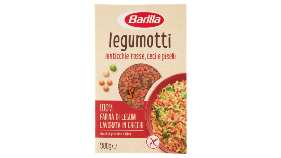 Barilla, Legumotti 100% farina di Legumi lenticchie rosse ceci e piselli lavorati in chicchi
