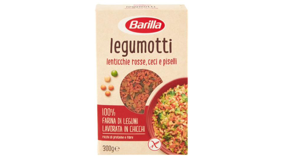 Barilla, Legumotti 100% farina di Legumi lenticchie rosse ceci e piselli lavorati in chicchi