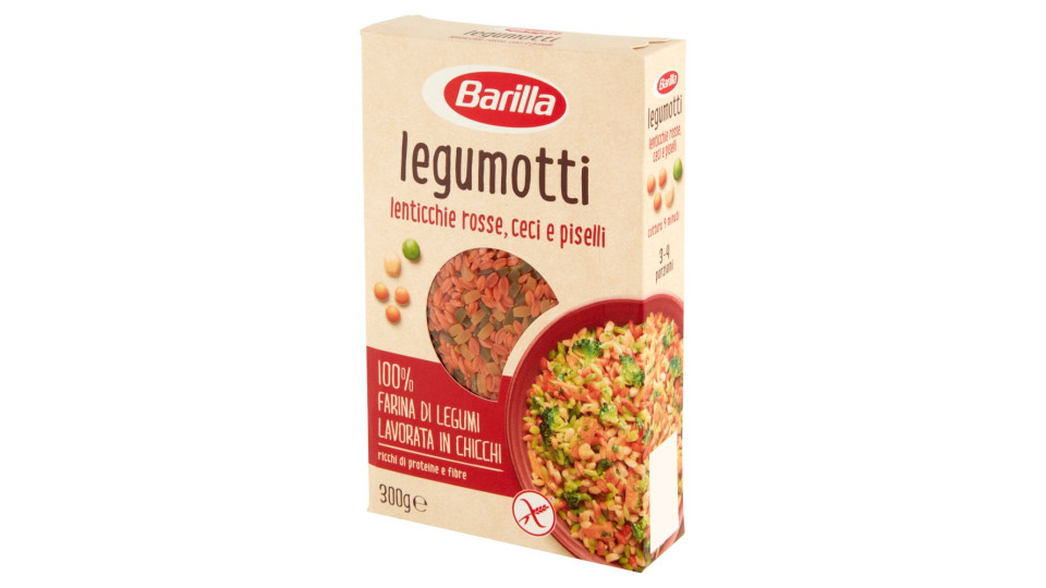 Barilla, Legumotti 100% farina di Legumi lenticchie rosse ceci e piselli lavorati in chicchi