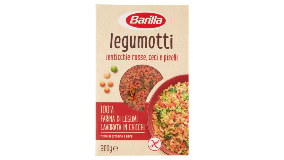 Barilla, Legumotti 100% farina di Legumi lenticchie rosse ceci e piselli lavorati in chicchi