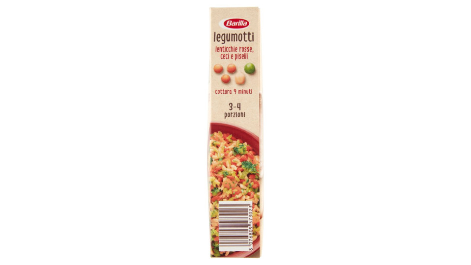 Barilla, Legumotti 100% farina di Legumi lenticchie rosse ceci e piselli lavorati in chicchi