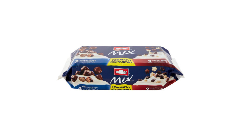 Müller, Mix 2 yogurt bianco più stelle al cioccolato 2 yogurt bianco più wafer al cioccolato