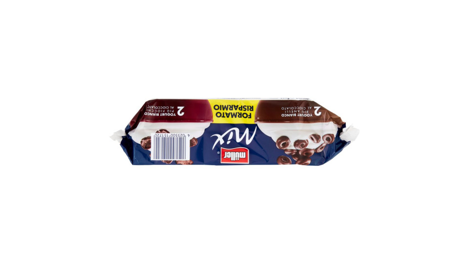 Müller, Mix 2 yogurt bianco più stelle al cioccolato 2 yogurt bianco più wafer al cioccolato