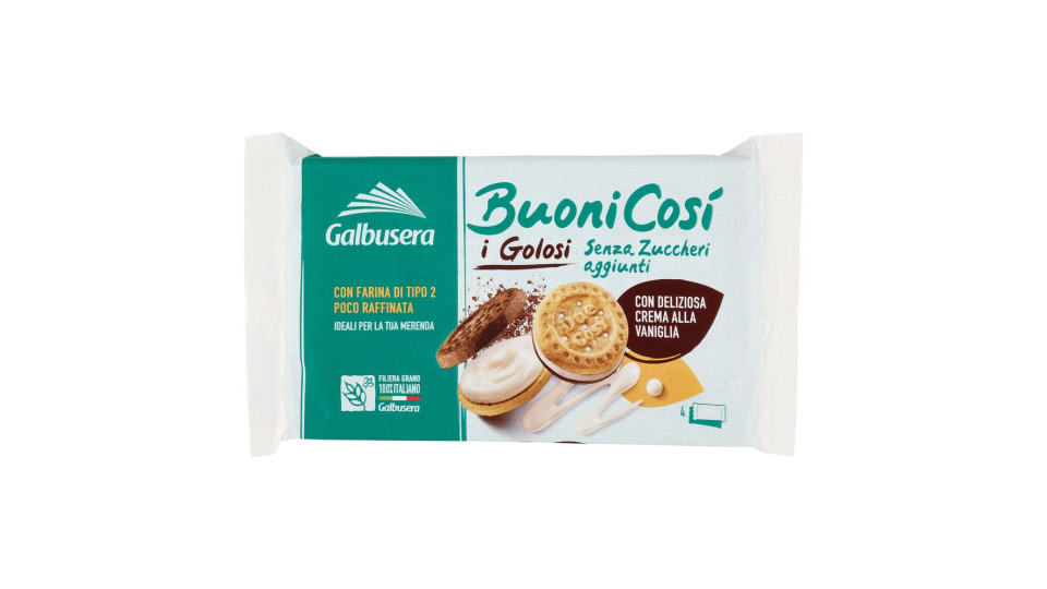 Galbusera, BuoniCosì biscotti farciti senza zuccheri aggiunti