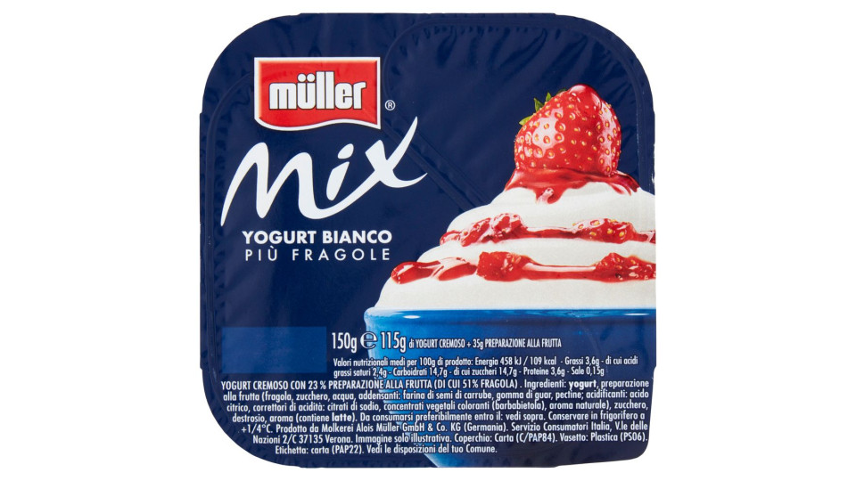 Müller Mix Yogurt Bianco più Fragole