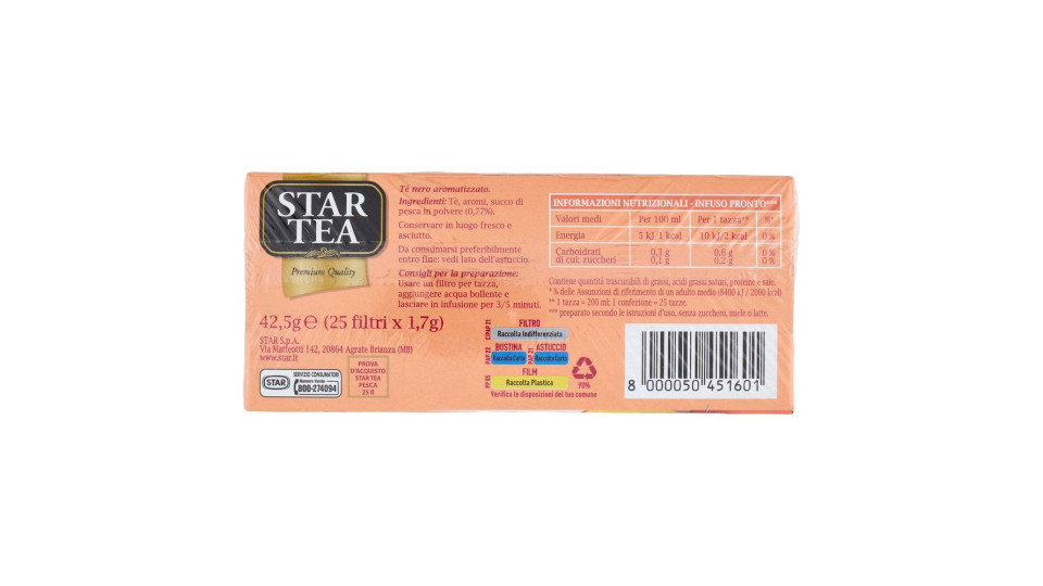 Star Tea, tè nero alla pesca 25 filtri