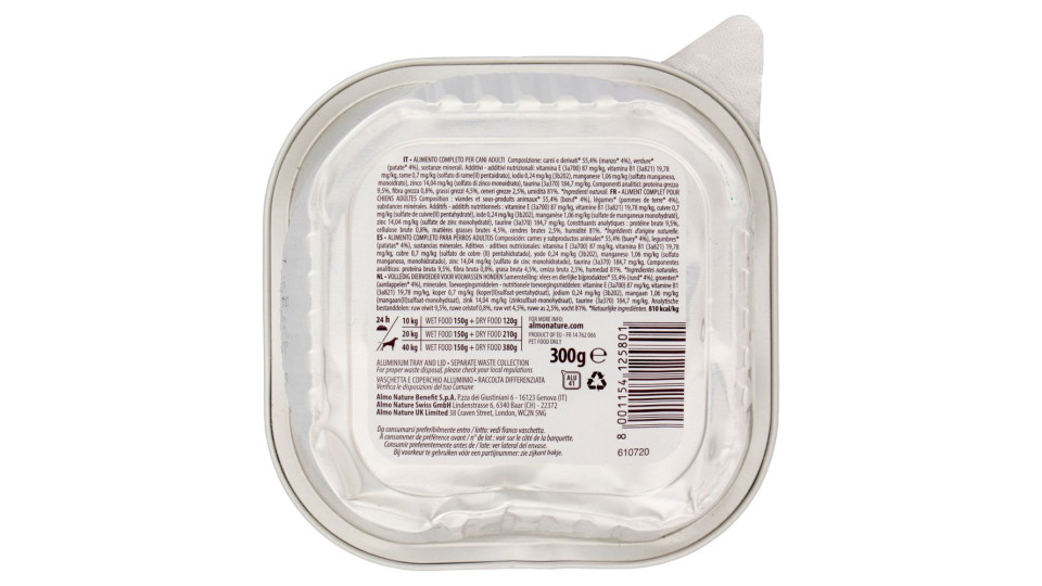 Almo Nature, cane Daily menu Adult manzo e patate