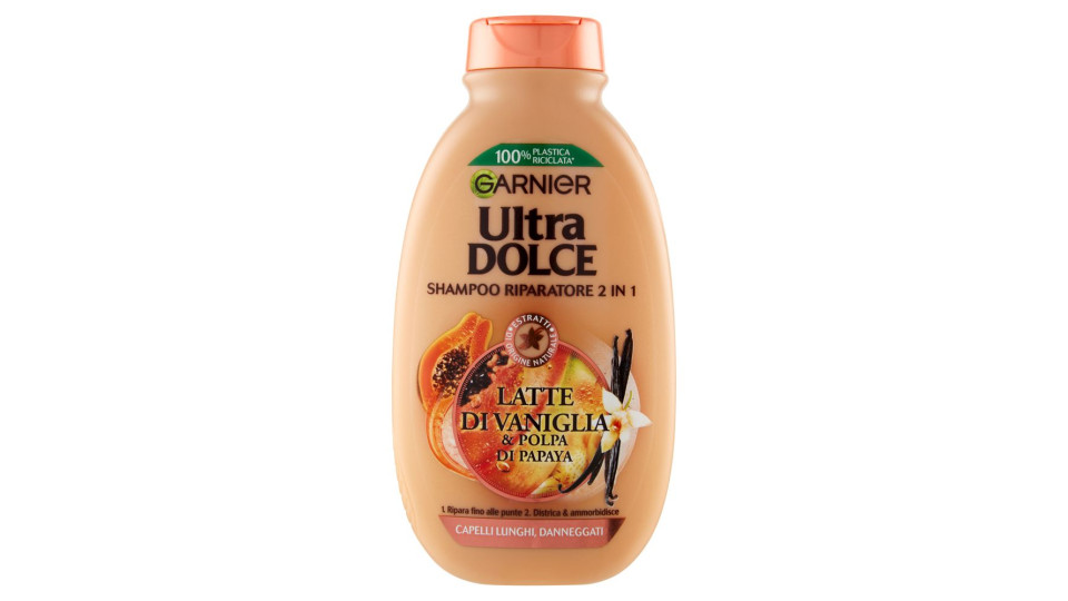 Garnier Ultra Dolce al Latte di Vaniglia e Polpa di Papaya Shampoo 2in1 per Capelli Lunghi