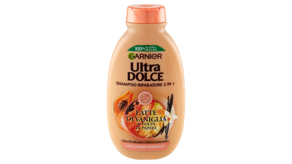 Garnier Ultra Dolce al Latte di Vaniglia e Polpa di Papaya Shampoo 2in1 per Capelli Lunghi