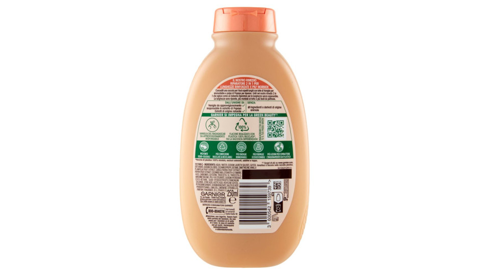 Garnier Ultra Dolce al Latte di Vaniglia e Polpa di Papaya Shampoo 2in1 per Capelli Lunghi