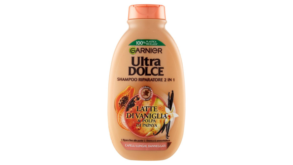 Garnier Ultra Dolce al Latte di Vaniglia e Polpa di Papaya Shampoo 2in1 per Capelli Lunghi
