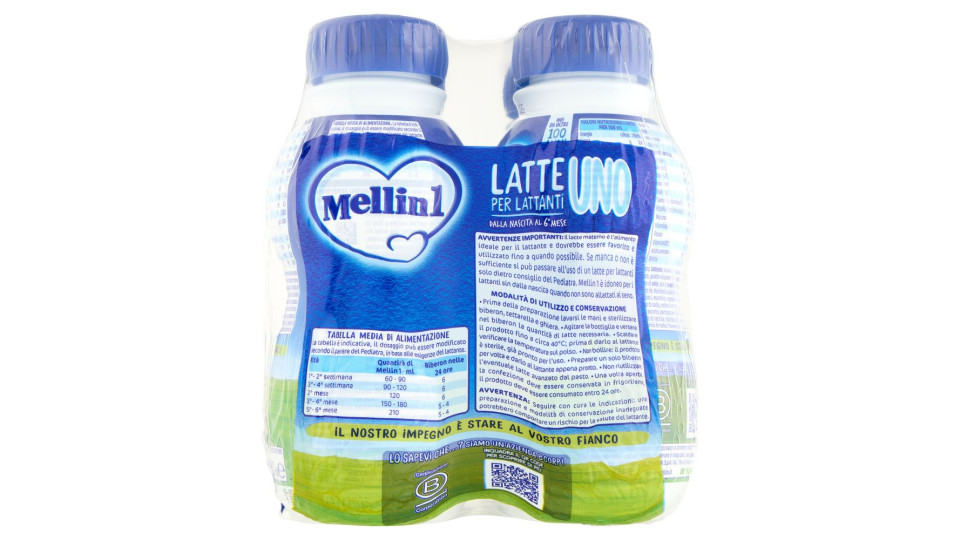Mellin Latte Uno - Dalla Nascita al 6° Mese, 500 ml, Confezione da